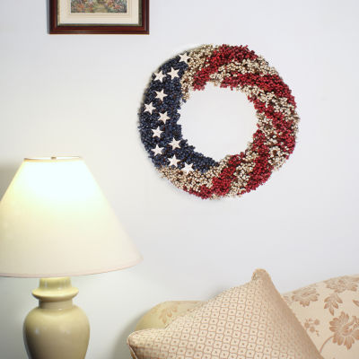 National Tree Co. 19in Patriotic Flag Wreath