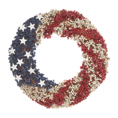 National Tree Co. 19in Patriotic Flag Indoor Outdoor Wreath