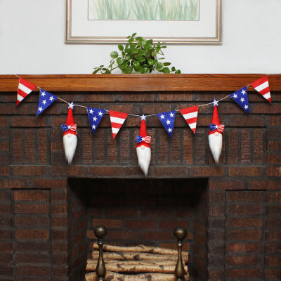 National Tree Co. 6ft Patriotic Flag Gnome Garland