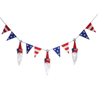 National Tree Co. 6ft Patriotic Flag Gnome Garland