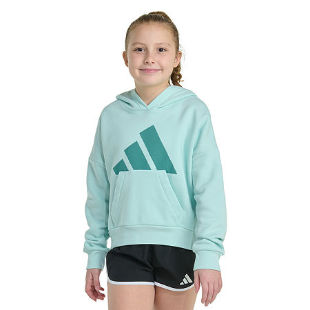 adidas Big Girls Fleece Hoodie, X-large (16), Green