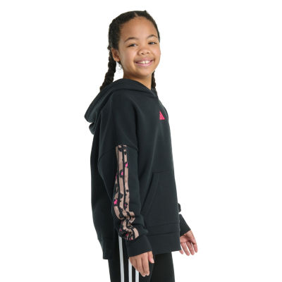 adidas Big Kid Girls Long Sleeve Embroidered Fleece Active Hoodie