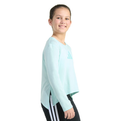 adidas Big Kid Girls Crew Neck Long Sleeve Regular Fit Graphic T-Shirt