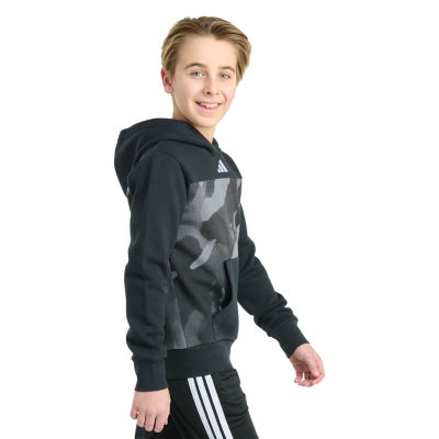 adidas Big Kid Boys Long Sleeve Embroidered Fleece Active Hoodie