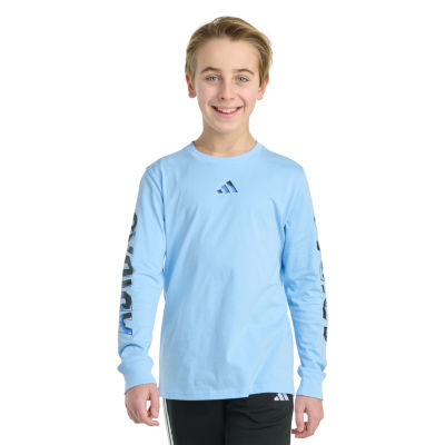 adidas Big Kid Boys Crew Neck Long Sleeve Regular Fit Graphic T-Shirt