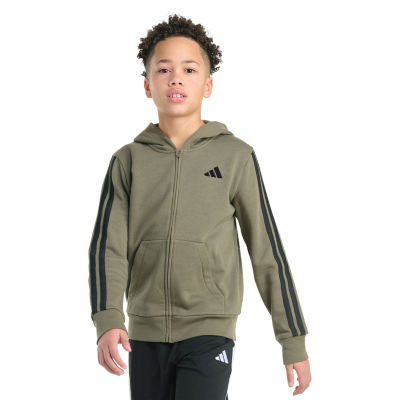 adidas Big Kid Boys Long Sleeve Fleece Zipper Active Hoodie