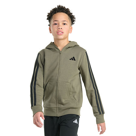 adidas Big Boys Fleece Zipper Hoodie, 8 Husky, Green
