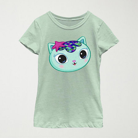 Little & Big Kid Girls Crew Neck Short Sleeve Regular Fit Gabby's Dollhouse Graphic T-Shirt, X-small, Green