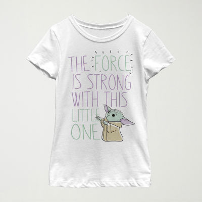 The Child Little & Big Kid Girls Crew Neck Short Sleeve Slim Fit Star Wars Graphic T-Shirt