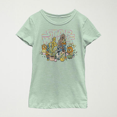 Girls Crew Neck Short Sleeve Regular Fit Star Wars Graphic T-Shirt, Large, Green