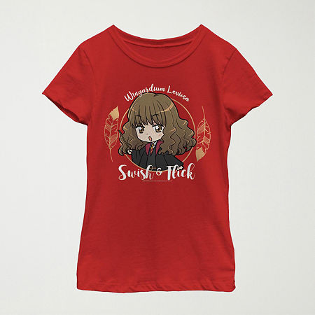 Little & Big Kid Girls Crew Neck Short Sleeve Slim Fit Harry Potter Graphic T-Shirt, Large, Red