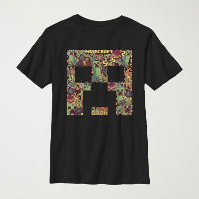 Little & Big Kid Boys Crew Neck Short Sleeve Slim Fit Minecraft Graphic T-Shirt