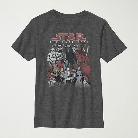 Little & Big Kid Boys Crew Neck Short Sleeve Slim Fit Star Wars Graphic T-Shirt, X-large, Black