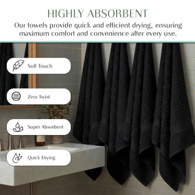 Home Weavers Inc Willow Collection 630 Gsm 100% Cotton Zero Twist -pc. Quick Dry Bath Towel Set