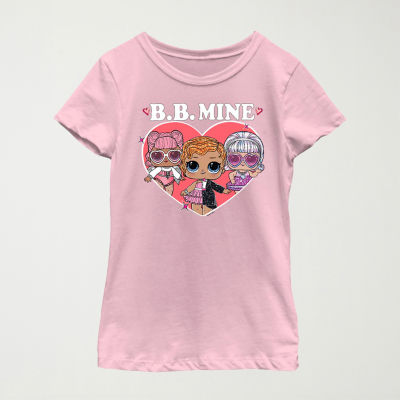 Little & Big Kid Girls Crew Neck Short Sleeve Regular Fit LOL Graphic T-Shirt