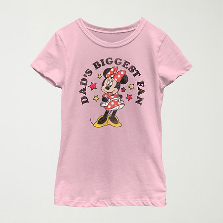 Little & Big Kid Girls Crew Neck Short Sleeve Regular Fit Minnie Mouse Graphic T-Shirt, X-large, Pink