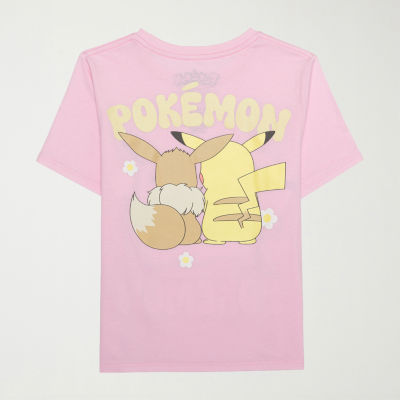Little & Big Kid Girls Crew Neck Short Sleeve Regular Fit Pokemon Graphic T-Shirt