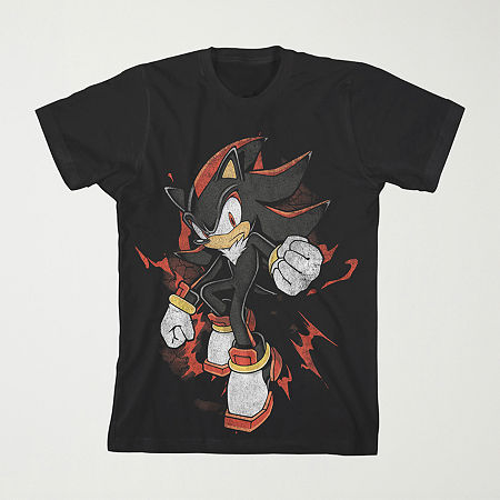 Little & Big Kid Boys Crew Neck Short Sleeve Relaxed Fit Sonic the Hedgehog Graphic T-Shirt, Large, Black