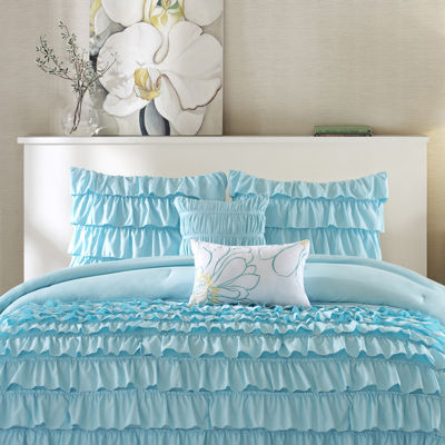 Blue Ruffle Bed Set