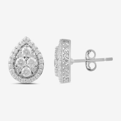 (G / I1) 1 CT. T.W. Lab Grown White Diamond 10K or 14K Gold 12mm Pear Stud Earrings