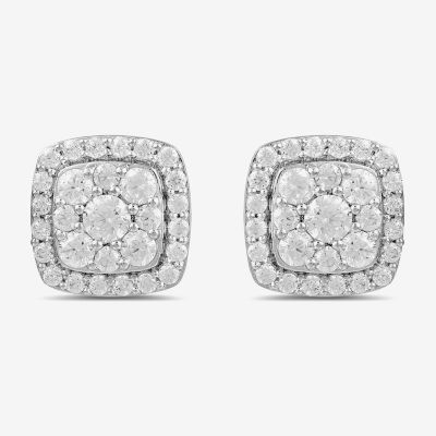 (G / I1) 1 CT. T.W. Lab Grown White Diamond 10K Gold 9.5mm Cushion Stud Earrings