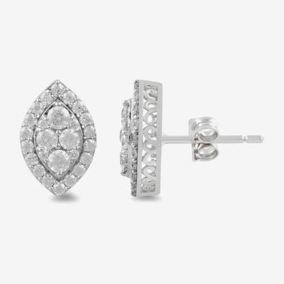 (G / I1) 1 CT. T.W. Lab Grown White Diamond 10K or 14K Gold 13mm Marquise Stud Earrings