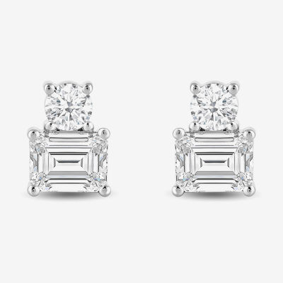 (F / Si2) 1 CT. T.W. Lab Grown White Diamond 10K Gold 6.7mm Stud Earrings