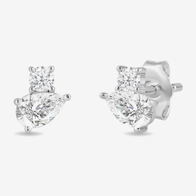 (F / Si2) 1/2 CT. T.W. Lab Grown White Diamond 10K or 14K Gold 6.4mm Stud Earrings