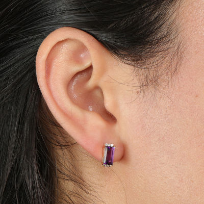 Genuine Purple Amethyst 18K Gold Over Silver 10mm Stud Earrings