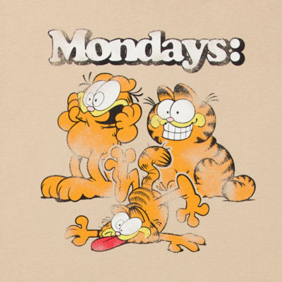 Juniors I Hate Mondays Boyfriend Womens Crew Neck Short Sleeve Garfield Graphic T-Shirt