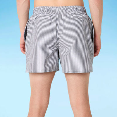 adidas Mens Drawstring Waist Lined Striped Swim Shorts