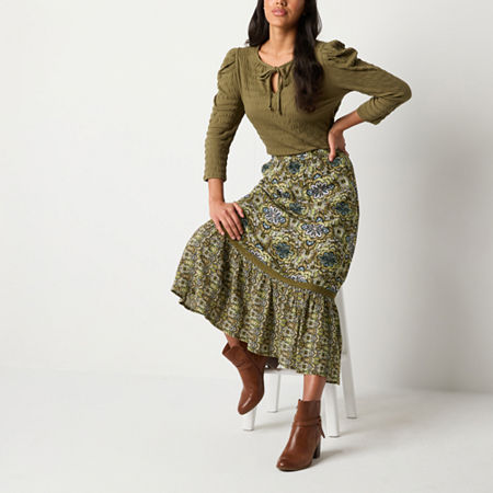 Frye And Co. Womens Mid Rise Maxi Skirt, Medium, Green