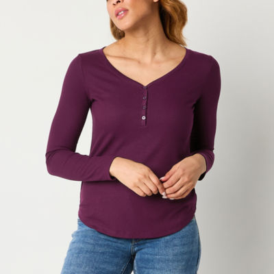 a.n.a Womens Long Sleeve Henley Shirt