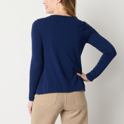 a.n.a Womens Crew Neck Long Sleeve T-Shirt