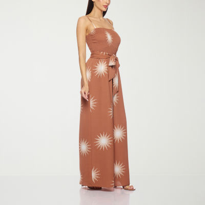 Premier Amour Womens Sleeveless Belted Jumpsuit