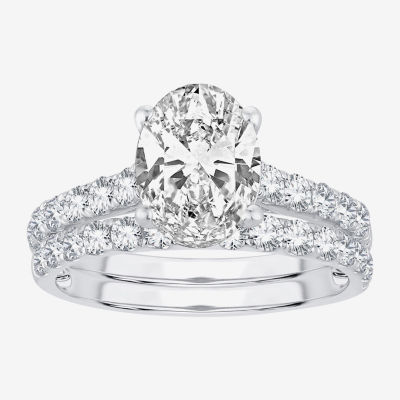 (H-I / SI1-SI2) Signature By Modern Bride Womens 2 1/2 CT. TW. Lab Grown White Diamond in 14K Gold Oval Bridal Set