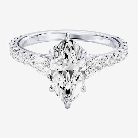 Enchanted Disney Fine Jewelry Belle (F / Si1) Womens 2 1/3 CT. T.W. Lab Grown White Diamond 10K Gold Marquise Beauty and the Beast Belle Princess Side