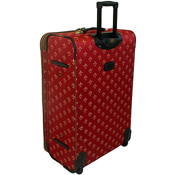 American Flyer Fleur De Lis Fabric 4 Piece Luggage Set in Brown