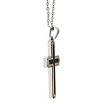 Mens Stainless Steel & Rose-Tone IP Cross Pendant Necklace