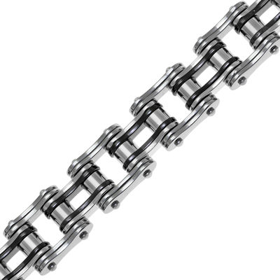 Mens Stainless Steel & Black IP Motorcycle Bracelet