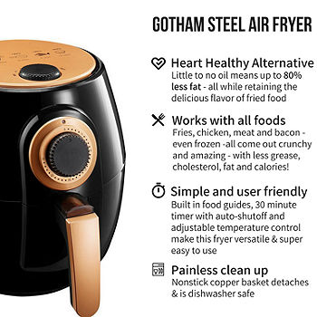 Gotham Steel - 4 qt. Analog Air Fryer - Black/Copper