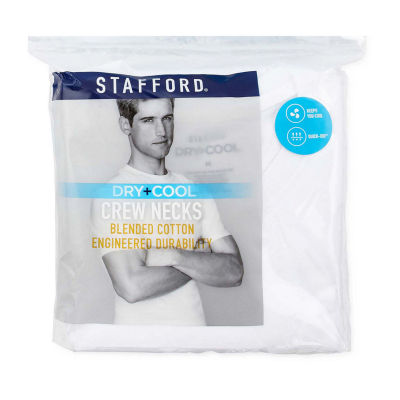 Stafford Dry + Cool Mens 4 Pack Short Sleeve Crew Neck Moisture Wicking T-Shirt Big