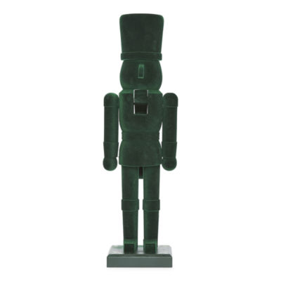 North Pole Trading Co. 14" Flocked Christmas Nutcracker, Color Green