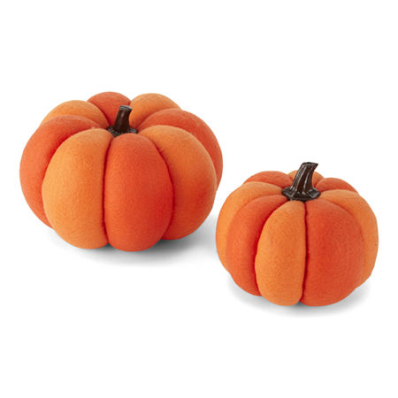 Hope & Wonder Hey Boo Felt Pumpkin Set of 2 Tabletop Decor, One Size , Orange