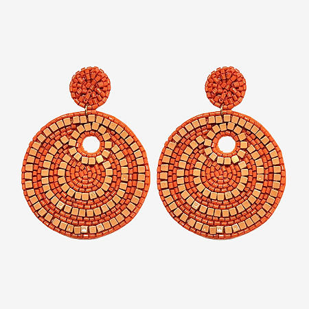 Bijoux Bar Seed Bead Drop Earrings, One Size, Orange