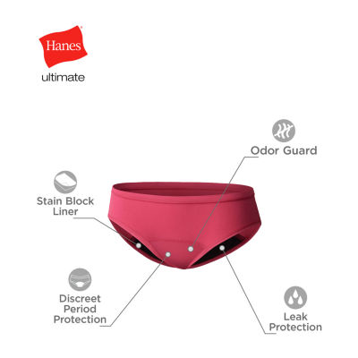 Hanes Big Kid Girls 4 Pack Period + Leak Resistant Multi-Pack Hipster Panty Gucprd