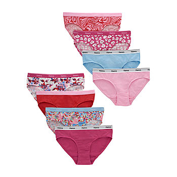 Hanes Girls' Cotton Low Rise Briefs, 10-Pack Assorted 1 8 