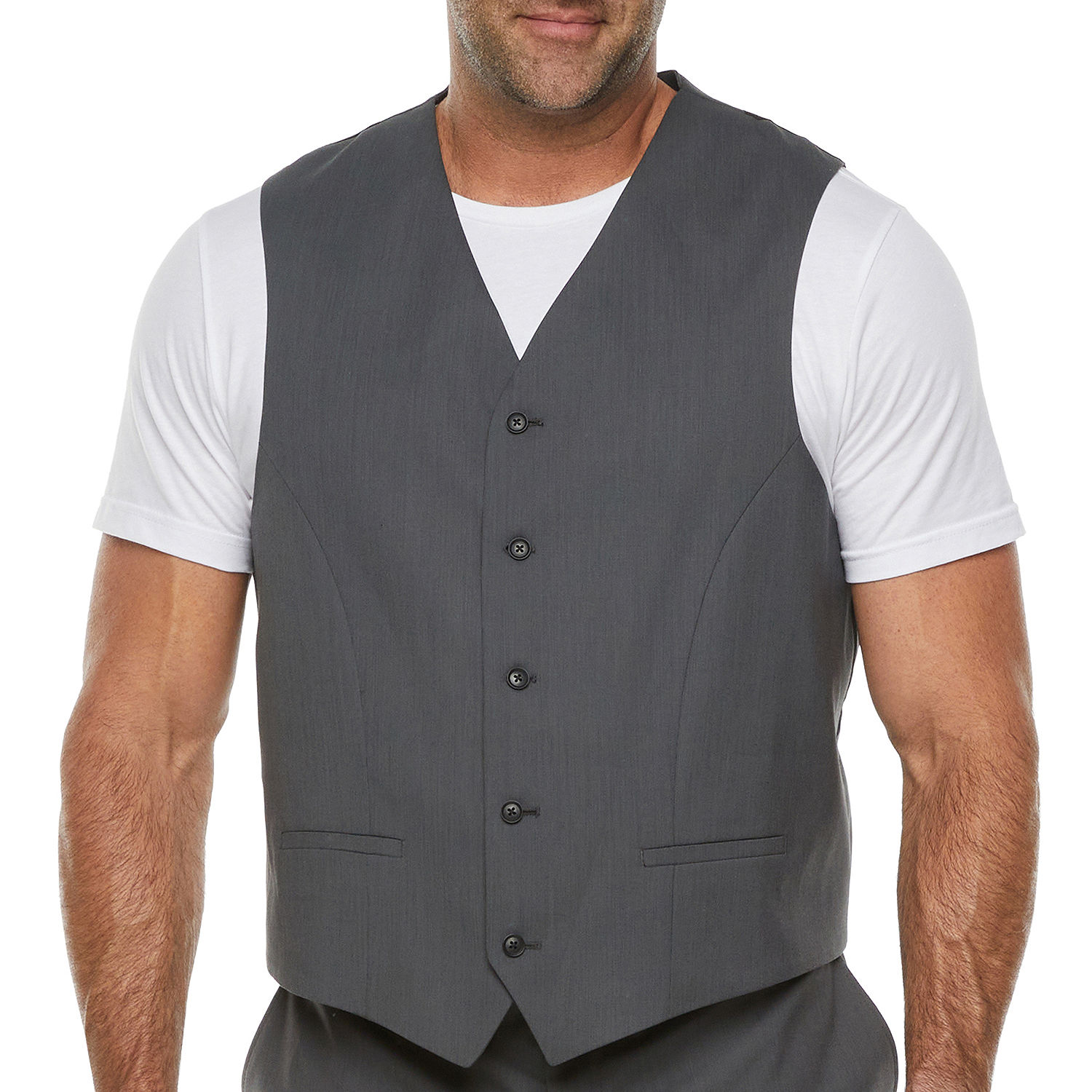 JF J.Ferrar Mens Big and Tall Classic Fit Suit Vest, Color: Charcoal ...