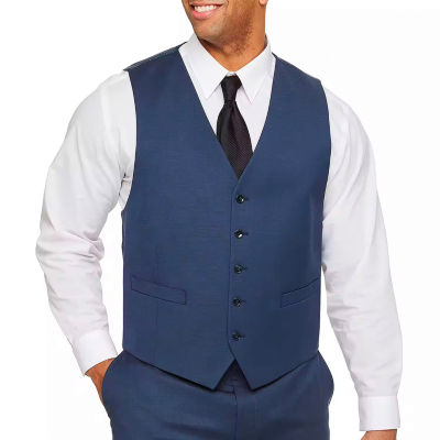 Shaquille O’Neal XLG Big and Tall Blue Mens Stretch Regular Fit Suit Vest