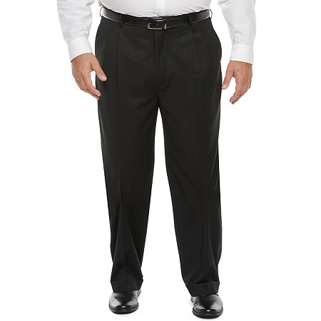 Stafford Coolmax Mens Big and Tall Stretch Fabric Classic Fit Pleated Front Suit Pants, 44 34, Gray